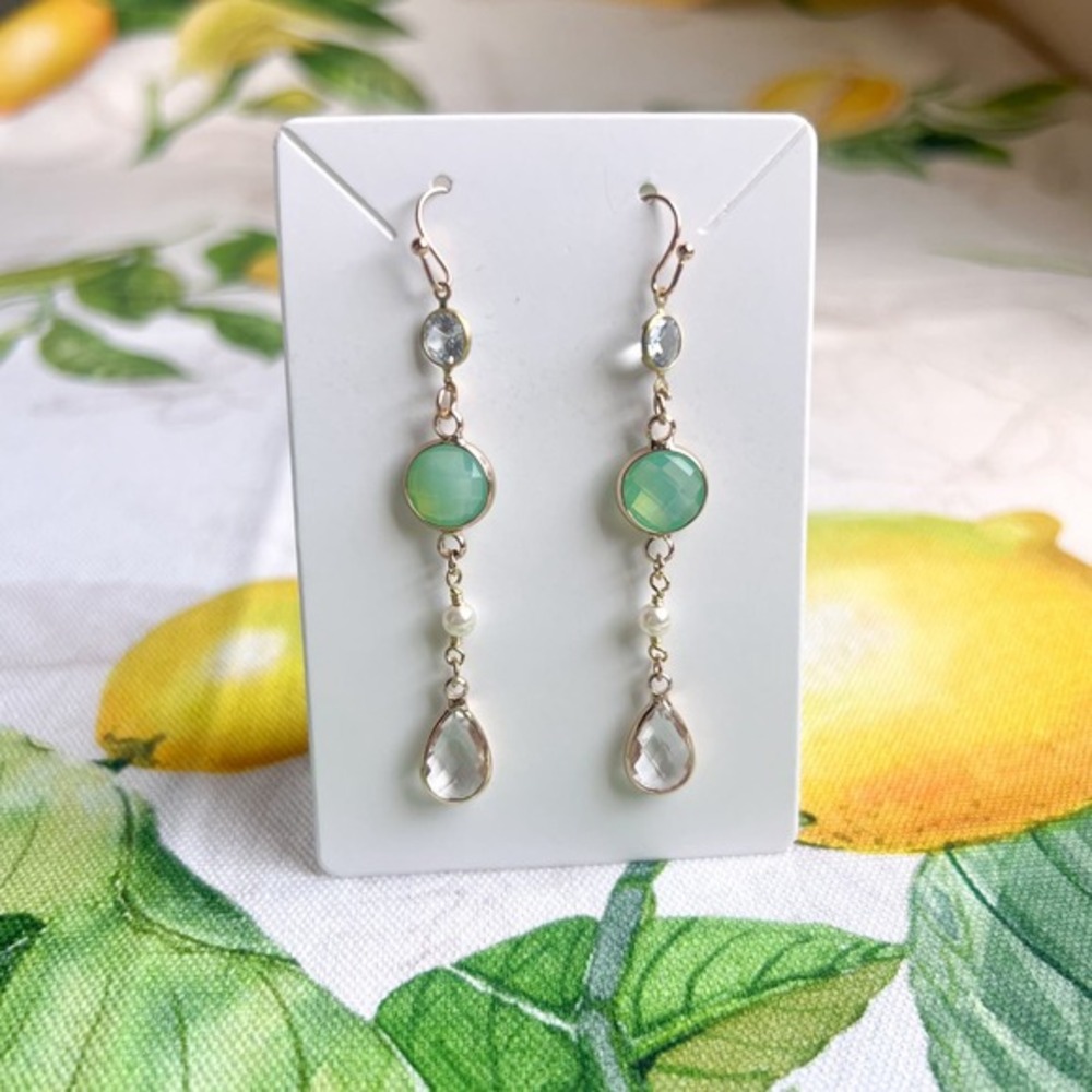 Boho Bridal Prom Earrings, Sea Green, Bridgerton Jewelry, Victorian, Romantic